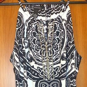 NWT INC INTERNATIONAL CONCEPTS BLACK & WHITE BEADED FRONT DRESS  ~ SIZE XL